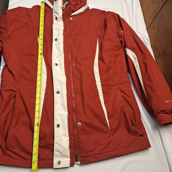 Columbia Jacket Red And White WINTER Coat With Hood Women's Size XL - Picture 1 of 13